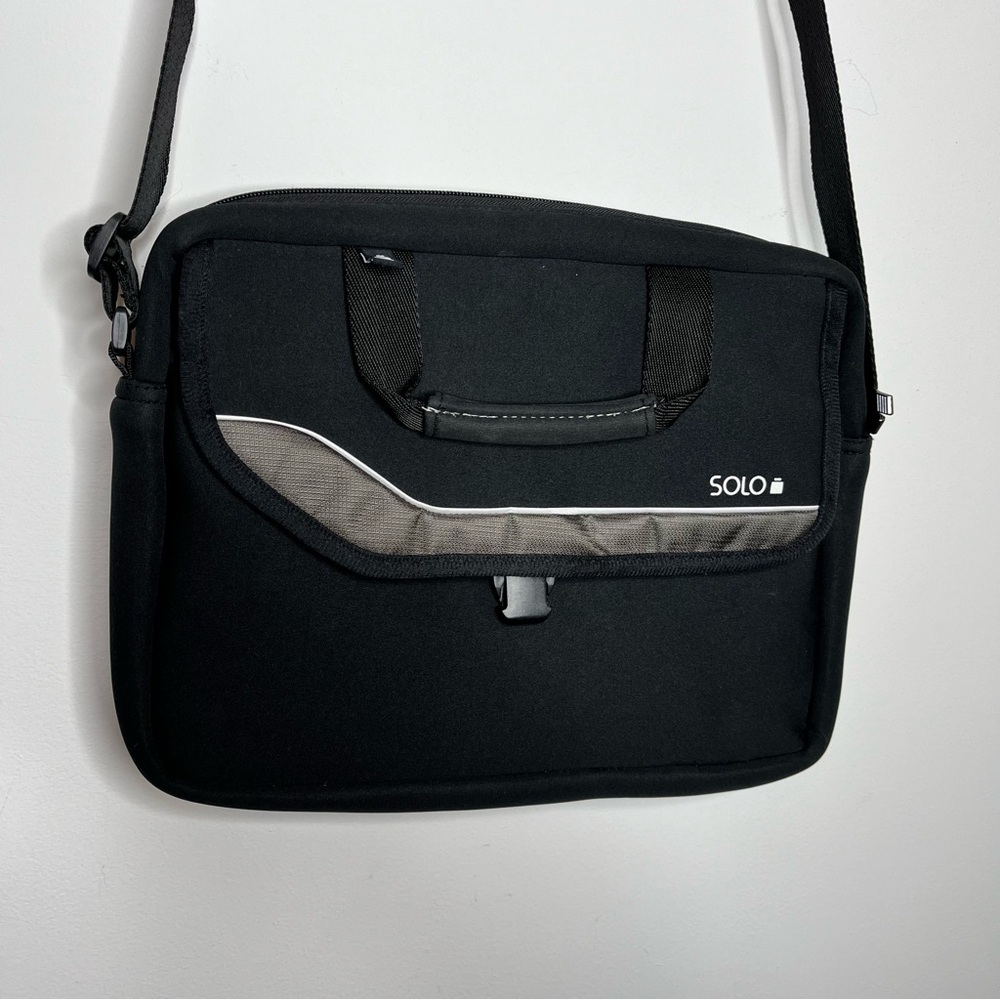 Solo Slim Black and Gray Laptop Bag with Modern Design & Shoulder Strap